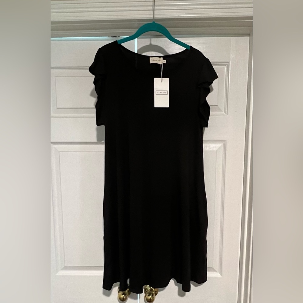 COPY - NWT Dress Ruffle Sleeve Round Neck Mini Dress Loose Short Flowy w/ Pocke…